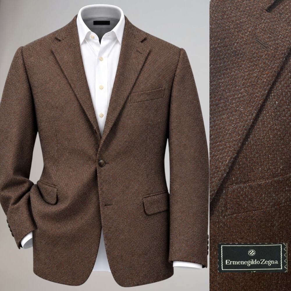 Zegna Silk Wool Cashmere 42R Open Weave Rust Copper Gray Sport Coat 3/2 Roll